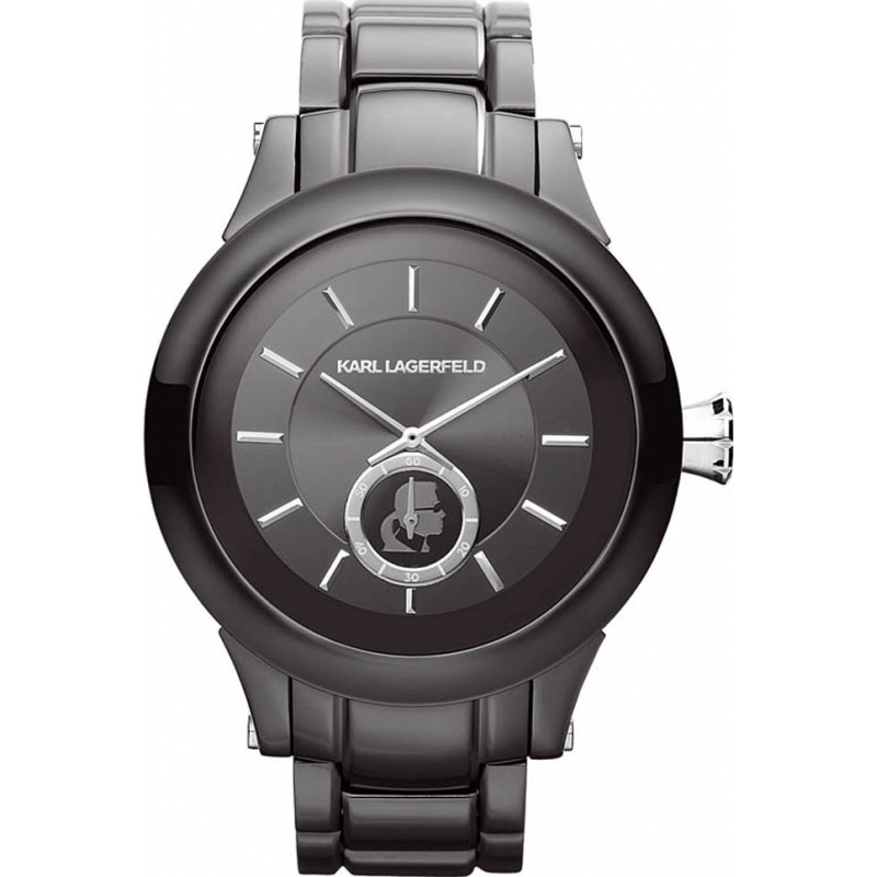Karl Lagerfeld Mens Chain Gunmetal Steel Bracelet Watch