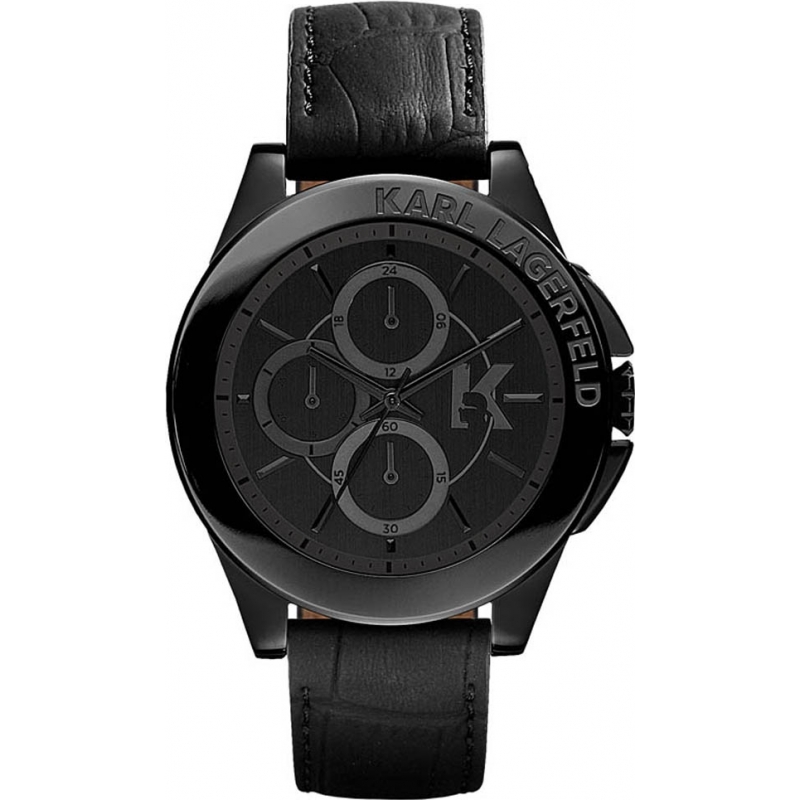 Karl Lagerfeld Energy Black Leather Strap Watch