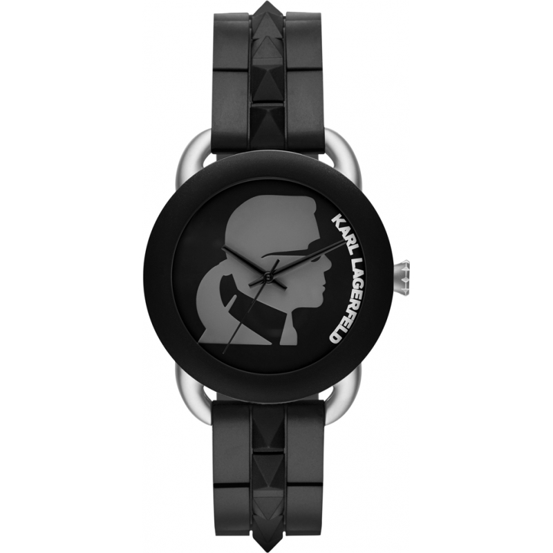 Karl Lagerfeld Ladies Energy Black Rubber Strap Watch