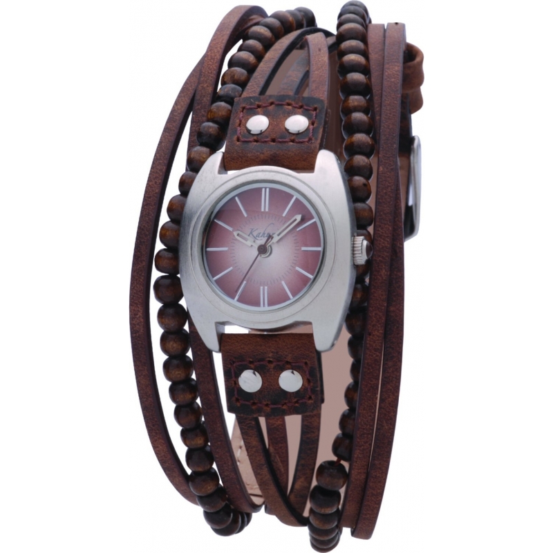 Kahuna Ladies Brown Beaded Multi Thong Watch