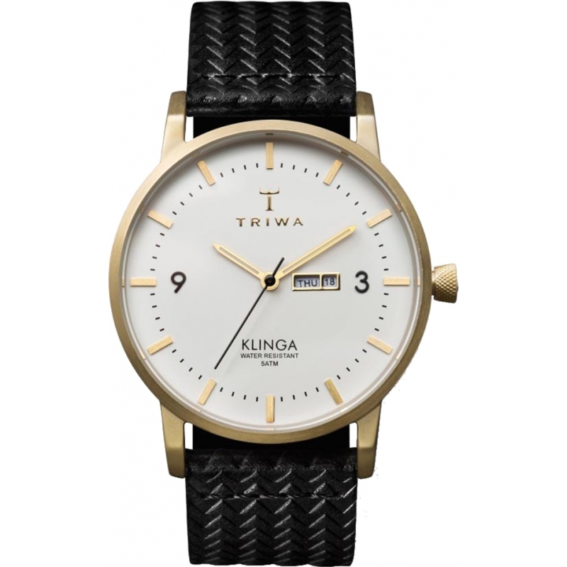 Triwa Ivory Klinga Black Leather Strap Watch