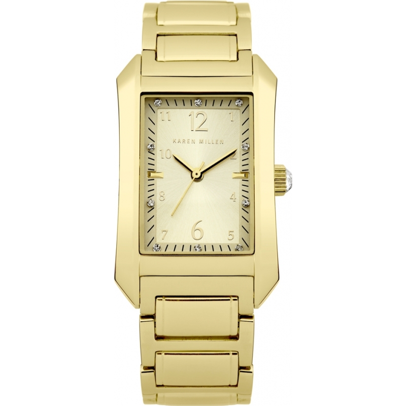 Karen Millen Ladies Gold Stone Set Watch