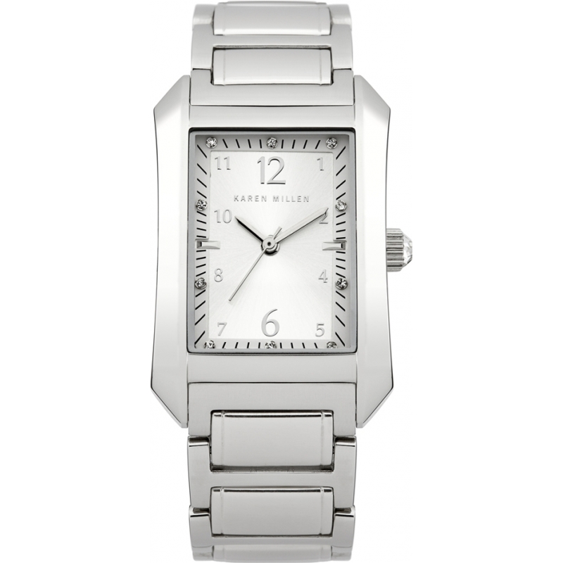 Karen Millen Ladies Silver and White Steel Watch