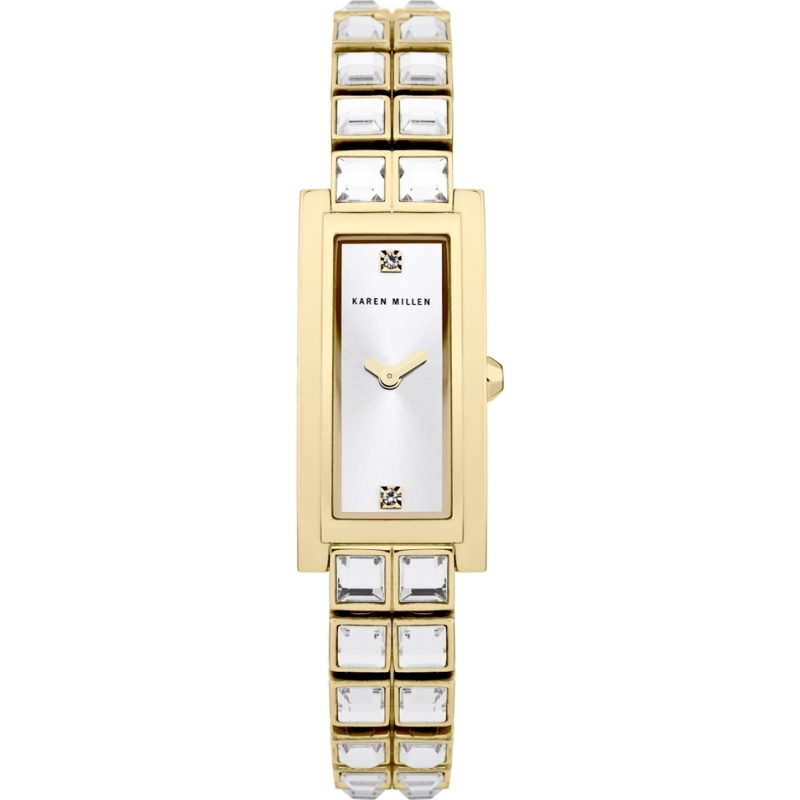 Karen Millen Ladies Gold Crystal Set Bracelet Watch
