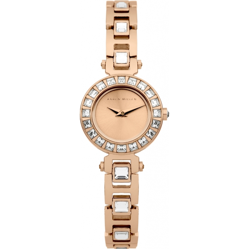 Karen Millen Ladies Rose Gold and Stone Set Watch