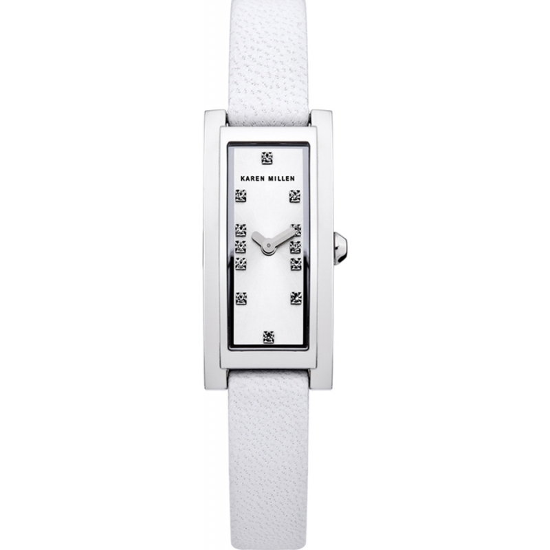 Karen Millen Ladies White Stone Set Watch