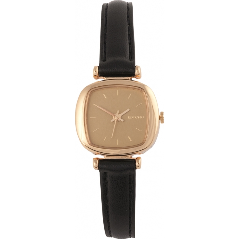 Komono Ladies Moneypenny Gold Plated Black Strap Watch