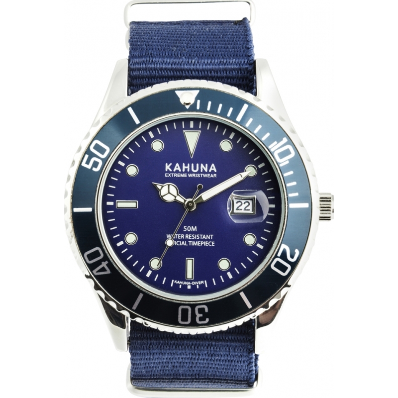 Kahuna Mens Blue Fabric Strap Watch