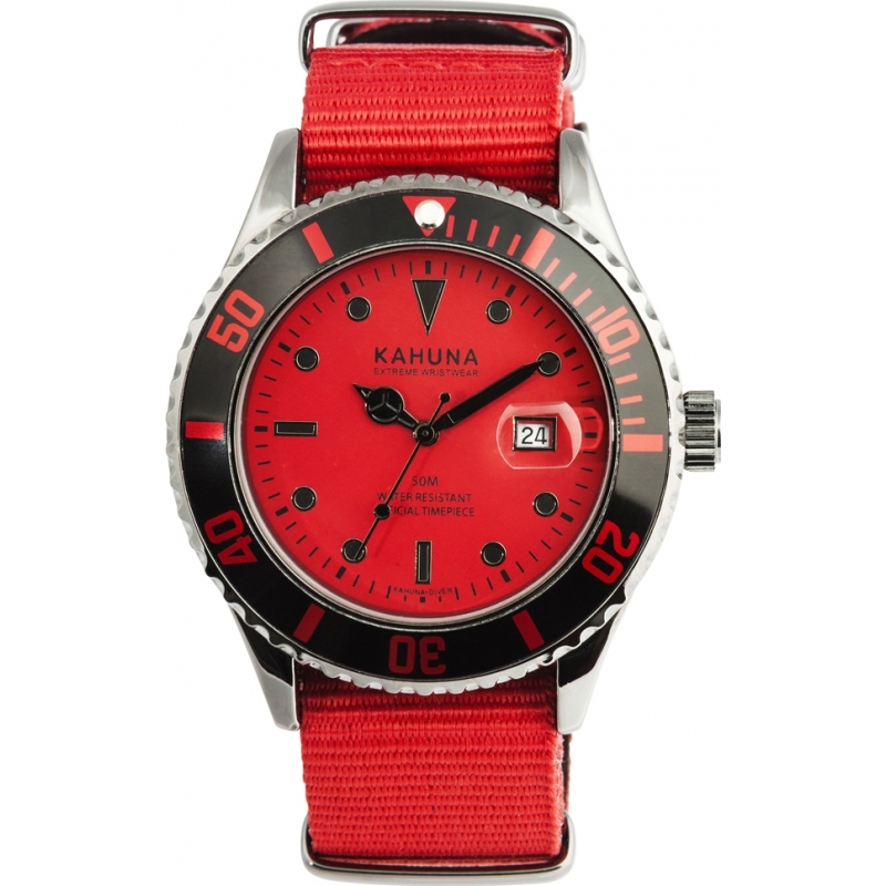 Kahuna Mens Red Fabric Strap Watch