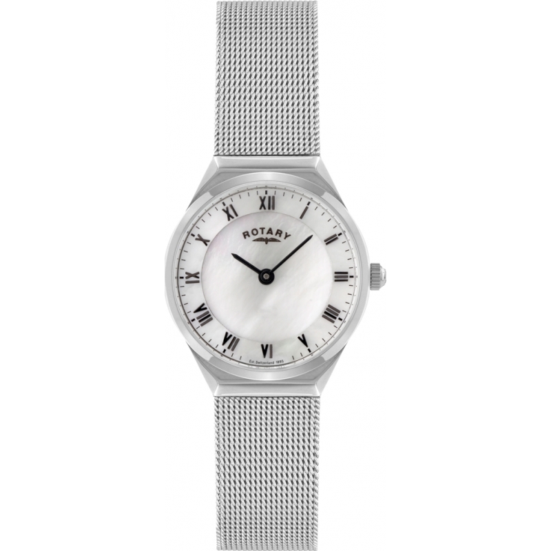 Rotary Ladies Timepieces Slim All Silver Mesh Bracelet Watch