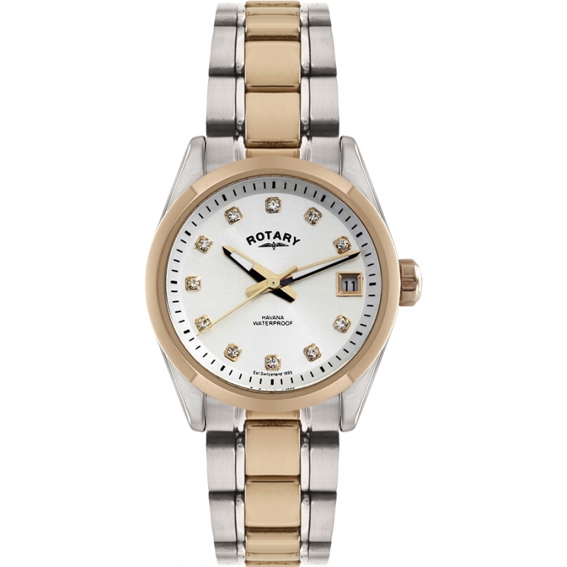 Rotary Ladies Timepieces Havana Two Tone Rose Gold Watch