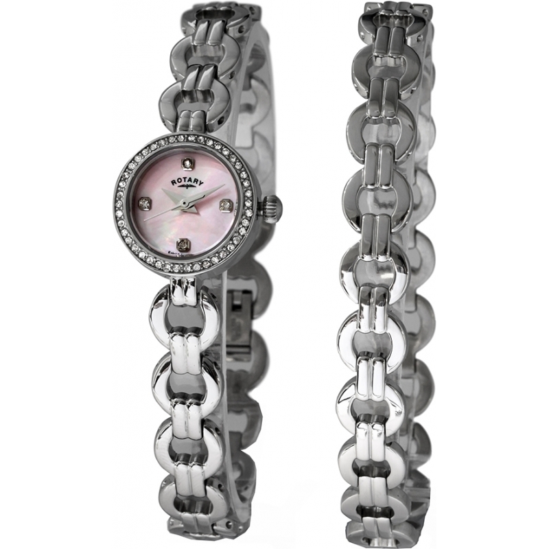 Rotary Ladies Pink Steel Watch