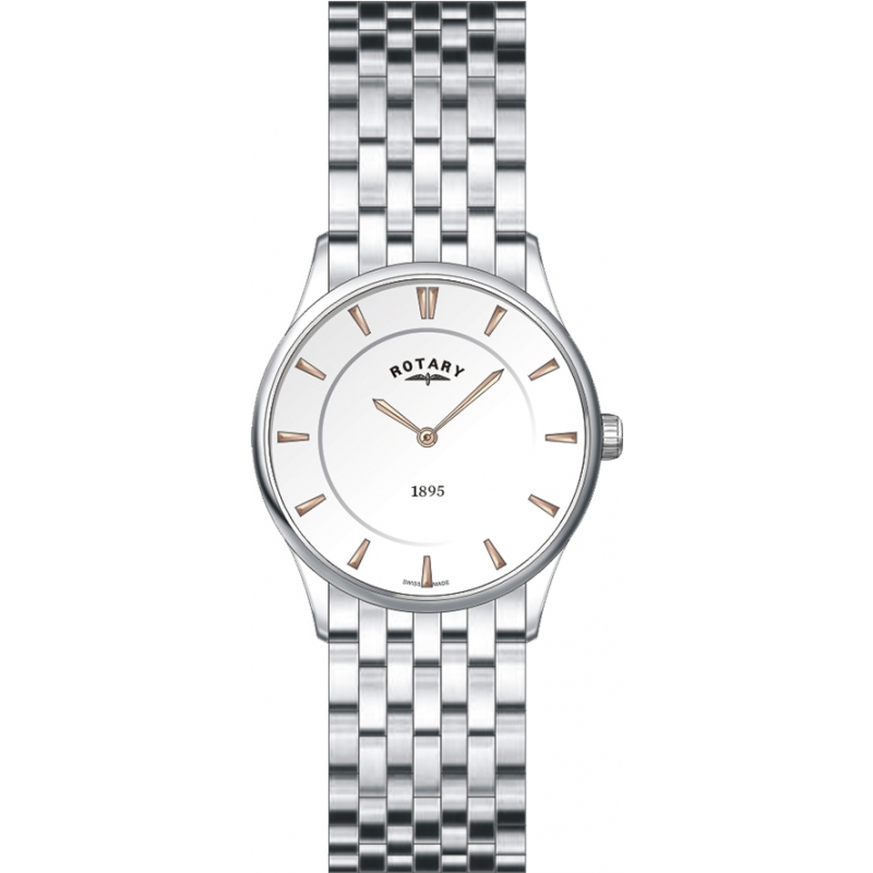 Rotary Ladies Ultra Slim White Steel Watch