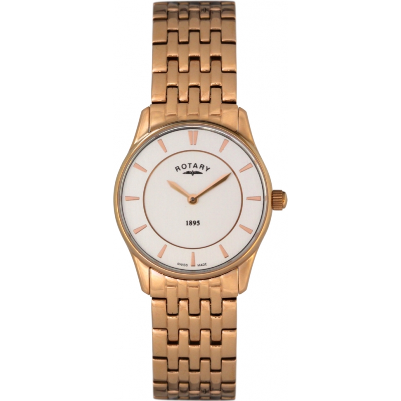 Rotary Ladies Ultra Slim White Rose Gold Watch