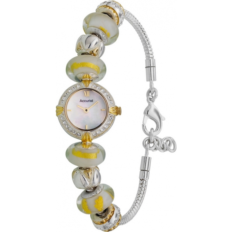 Accurist Ladies Silver Yellow Charmed Watch