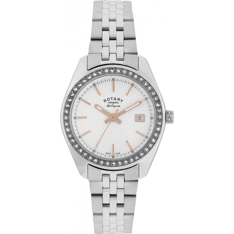 Rotary Ladies Les Originales Lausanne Stone Set Silver Steel Watch
