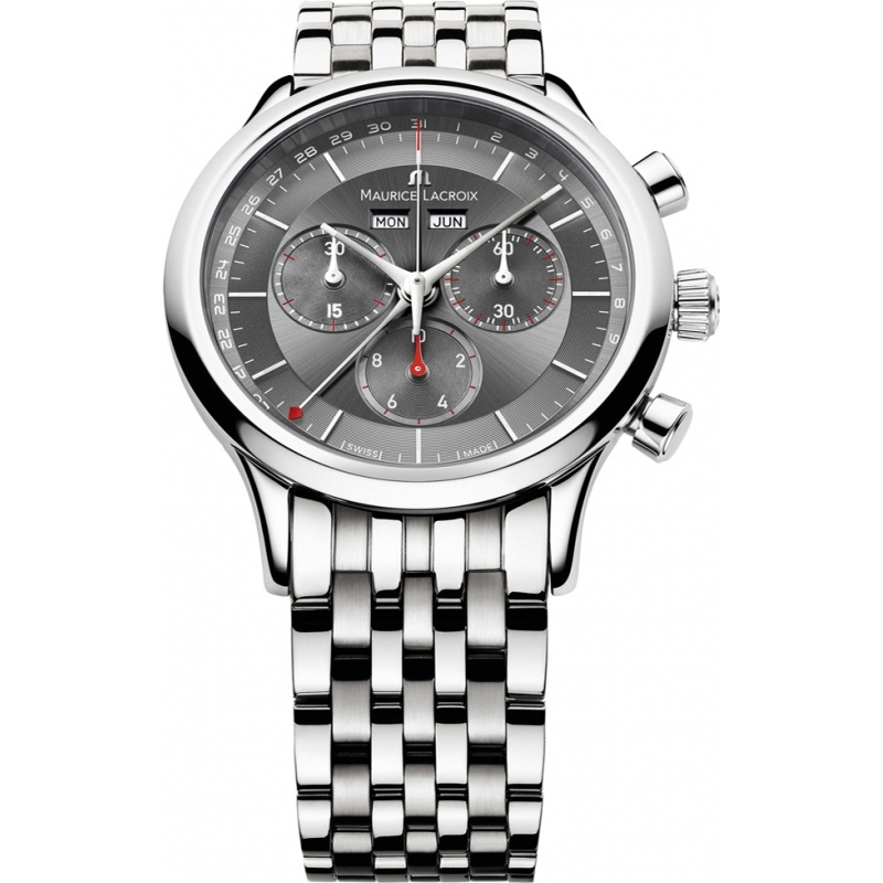 Maurice Lacroix Mens Les Classiques Grey and Steel Chronograph Watch