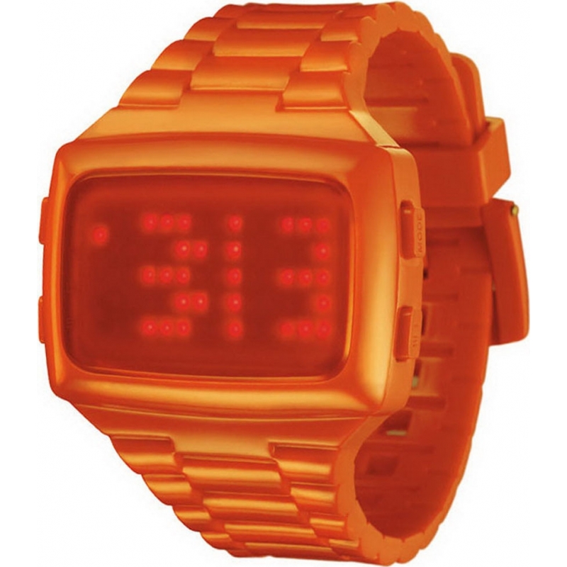 LED Unisex Digital Orange Dial And Pu Strap Watch