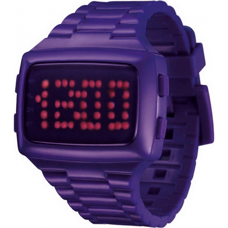 LED Unisex Digital Purple Dial And Pu Strap Watch