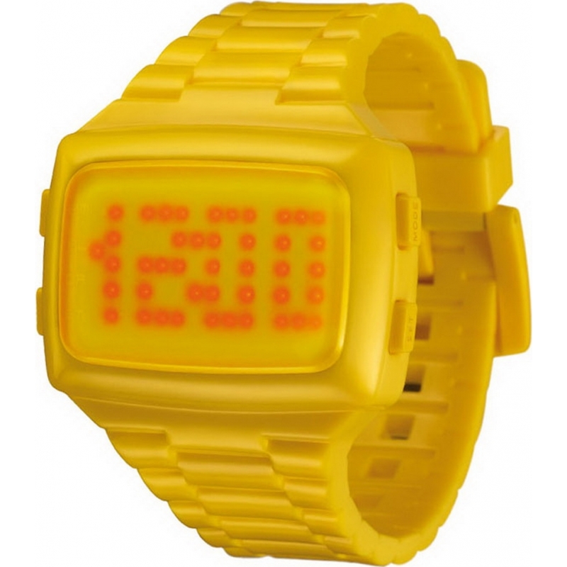 LED Unisex Digital Yellow Dial And Pu Strap Watch