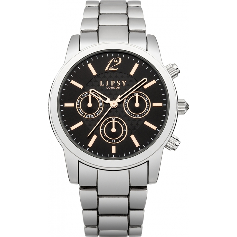 Lipsy Ladies Black and Silver Bracelet Watch