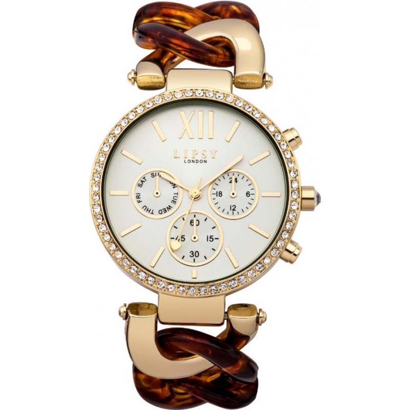 Lipsy Ladies Tortoise and Gold Tone Bracelet Watch