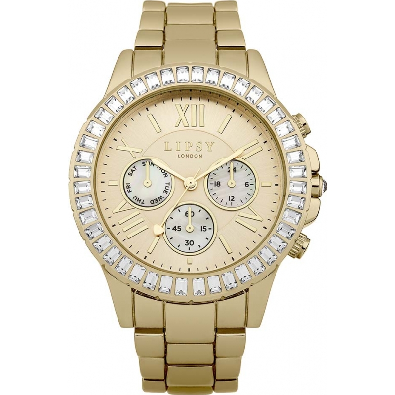 Lipsy Ladies Stone Set Multi Dial Gold Tone Watch