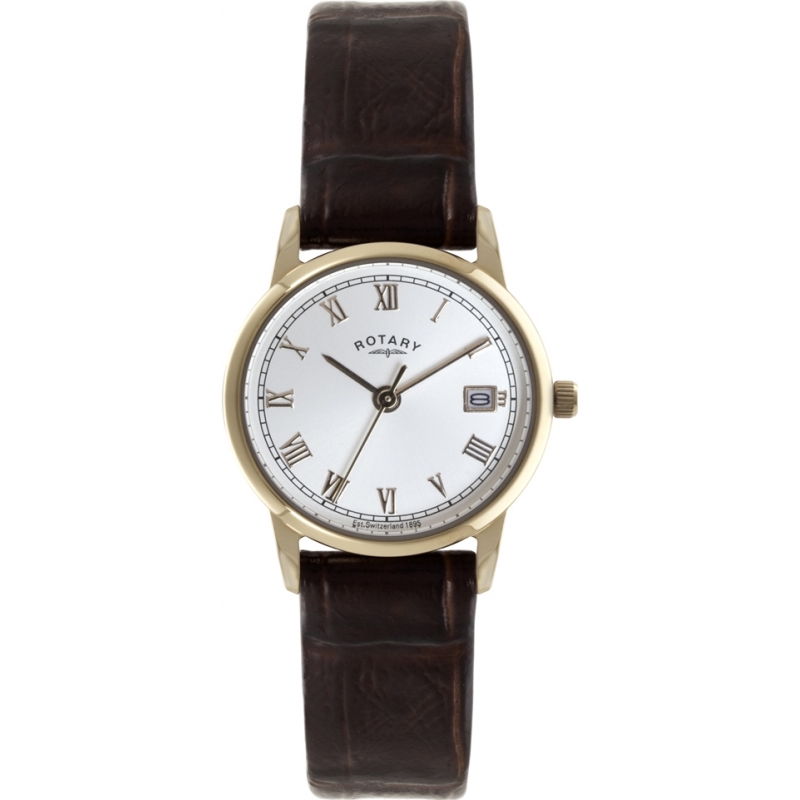 Rotary Ladies Timepieces Gold Plated Brown Leather Watch