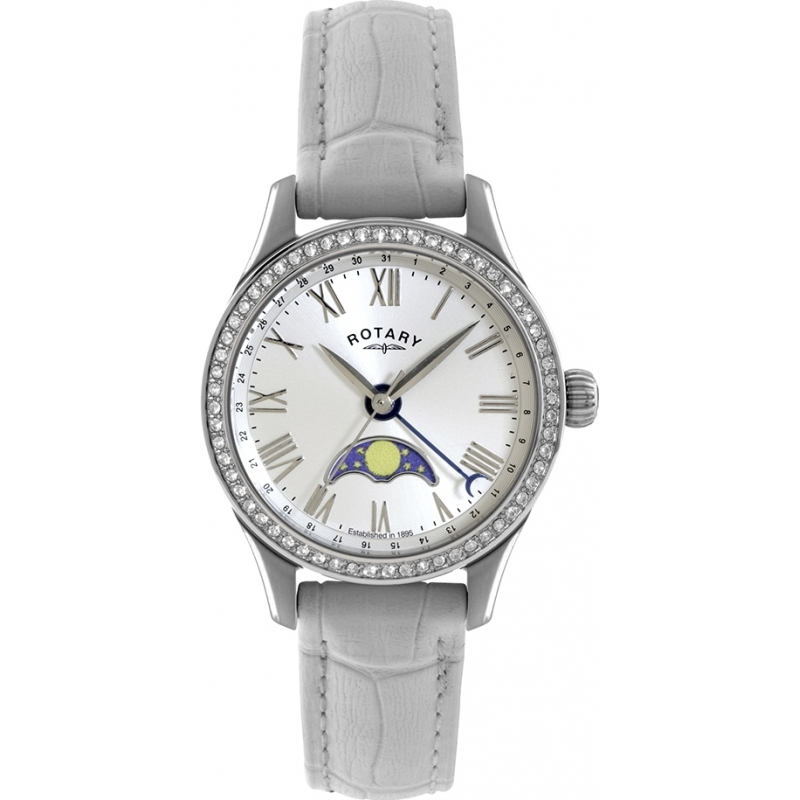 Rotary Ladies Timepieces Beaumont Moonphase Silver White Watch