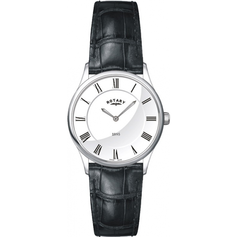 Rotary Ladies Ultra Slim Silver Black Watch