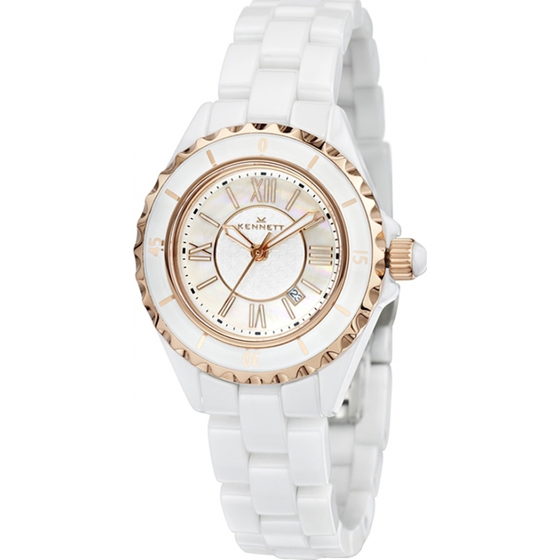 Kennett Ladies Classic White Ceramic Bracelet Watch
