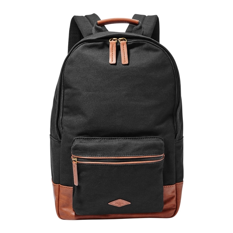 Fossil Mens Estate Black Canvas Backpack