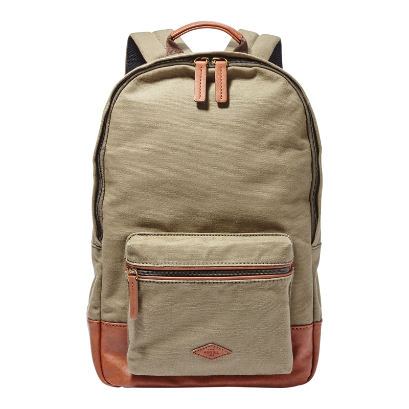 Fossil Mens Estate Olive Canvas Backpack