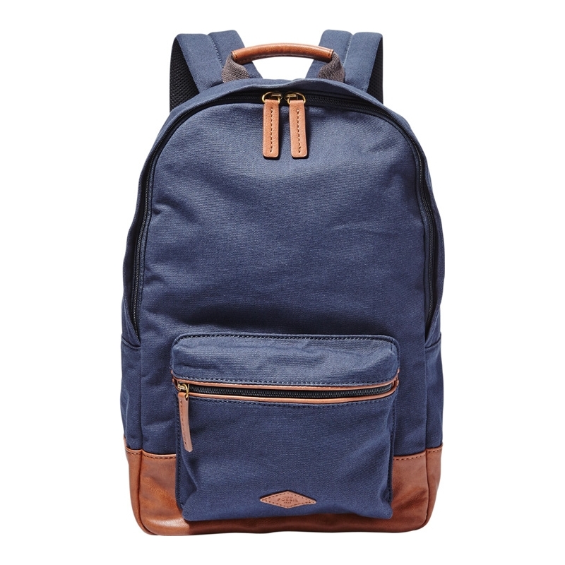 Fossil Mens Estate Navy Canvas Backpack