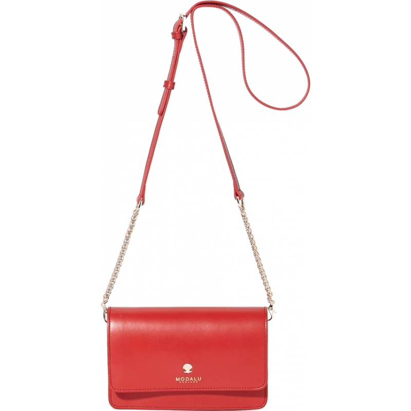 Modalu Ladies Clara Postbox Red Chain Cross Body Bag