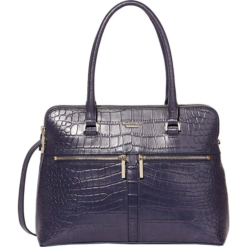 Modalu Ladies Pippa Navy Croc Classic Grab Bag