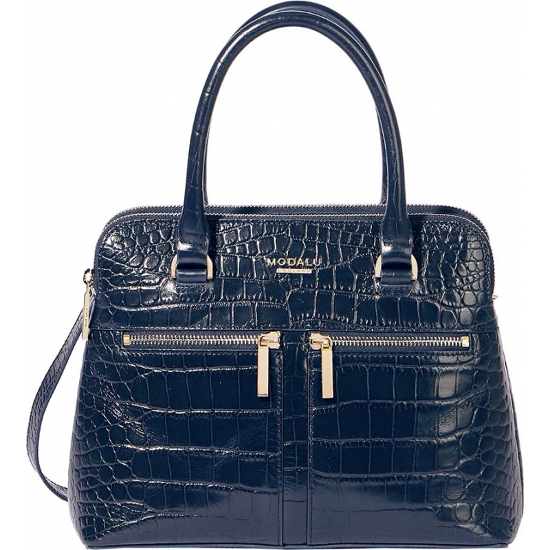 Modalu Ladies Pippa Navy Croc Small Grab Bag