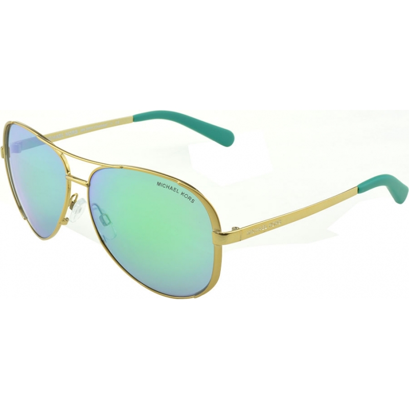 Michael Kors MK5004 59 Chelsea Gold 10043R Green Mirrored Sunglasses