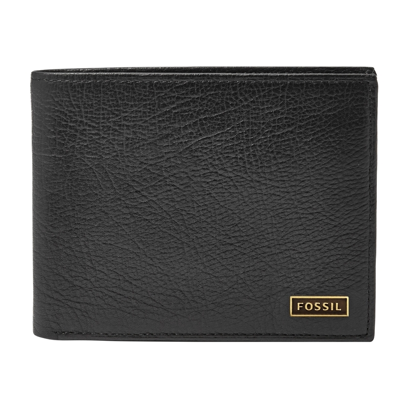 Fossil Mens Omega Black L-Zip Bifold Wallet