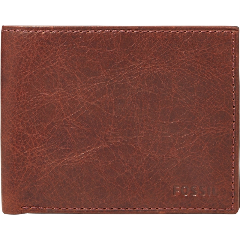 Fossil Mens Ingram Wine L-Zip Bifold Wallet