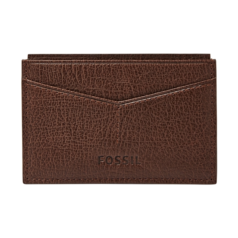 Fossil Mens Omega Dark Brown Card Case