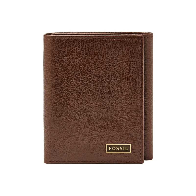 Fossil Mens Omega Dark Brown Trifold Wallet