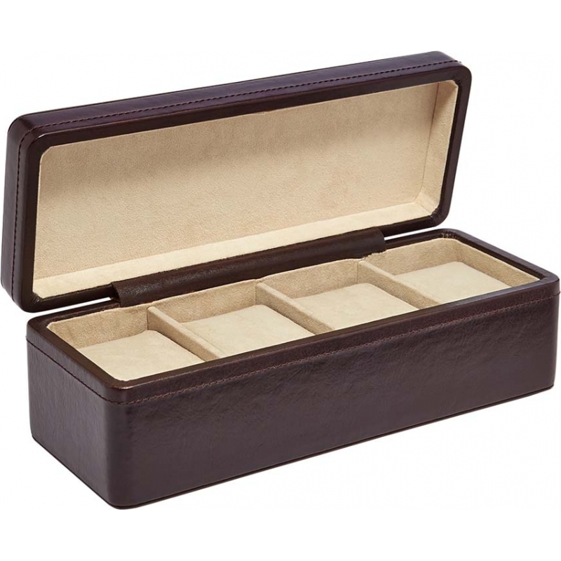 Fossil Mens 4-Piece Dark Brown Watch Box