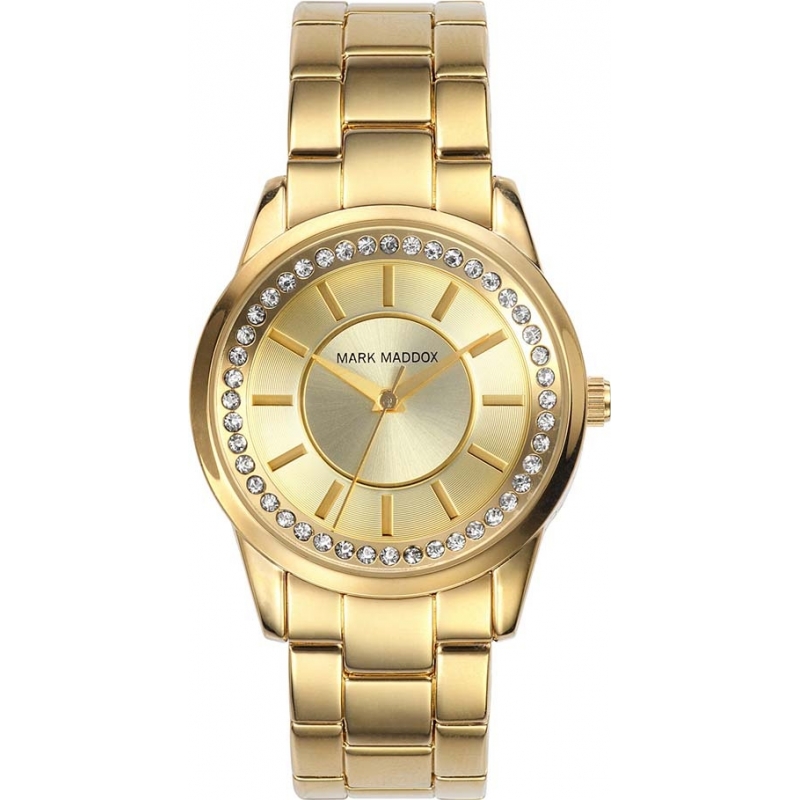 Mark Maddox Ladies Golden Chic Stone Set Bracelet Watch