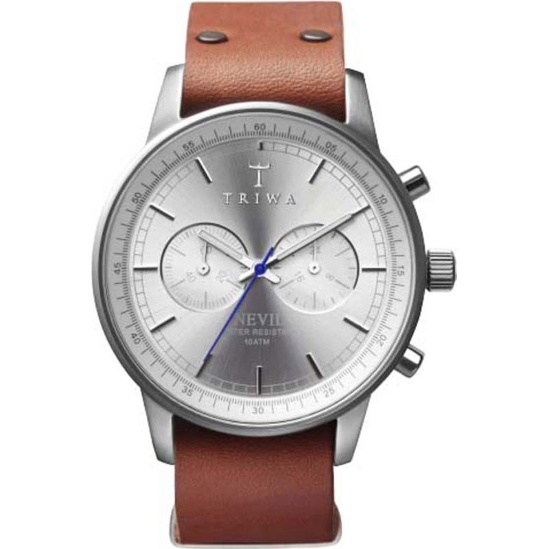 Triwa Stirling Nevil Brown Leather Strap Chrono Watch