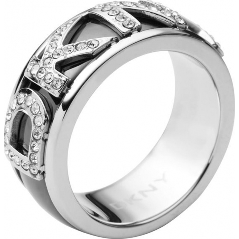 DKNY Ladies Size M .5 Logo Silver Ring