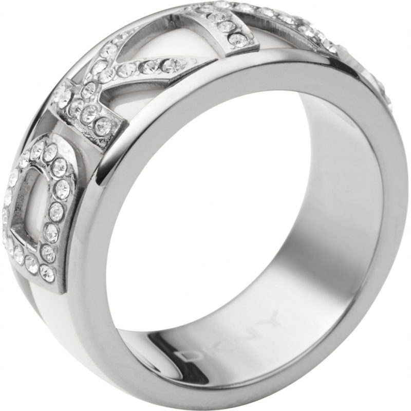 DKNY Ladies Size P Logo Silver Ring