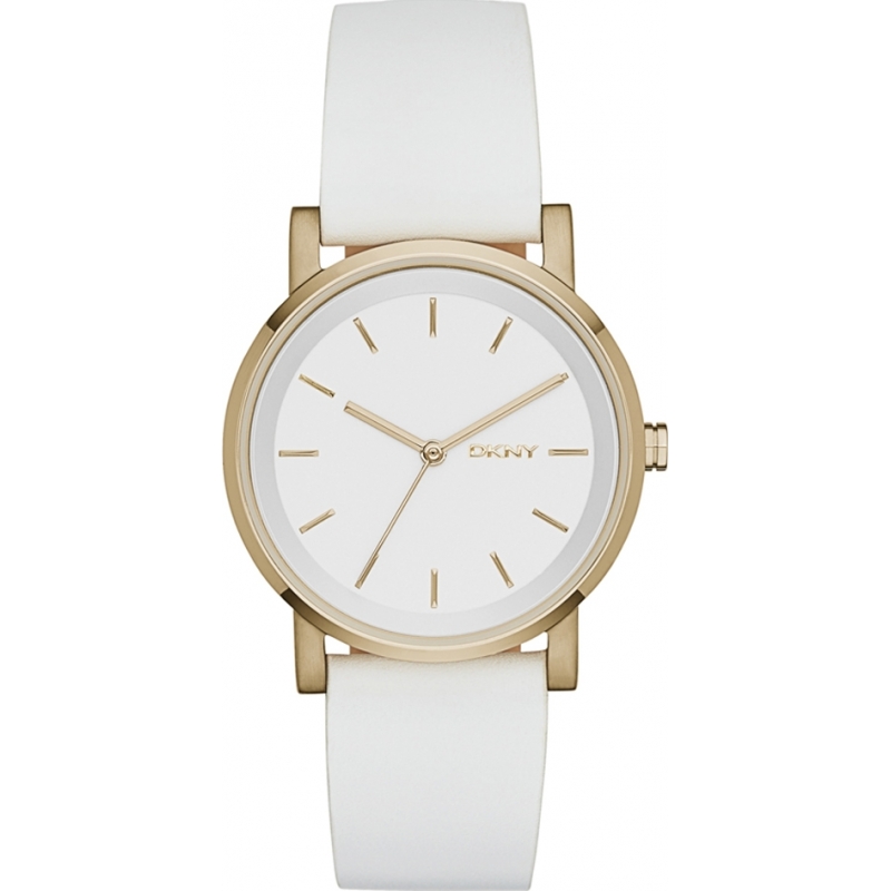 DKNY Ladies Soho White Leather Strap Watch