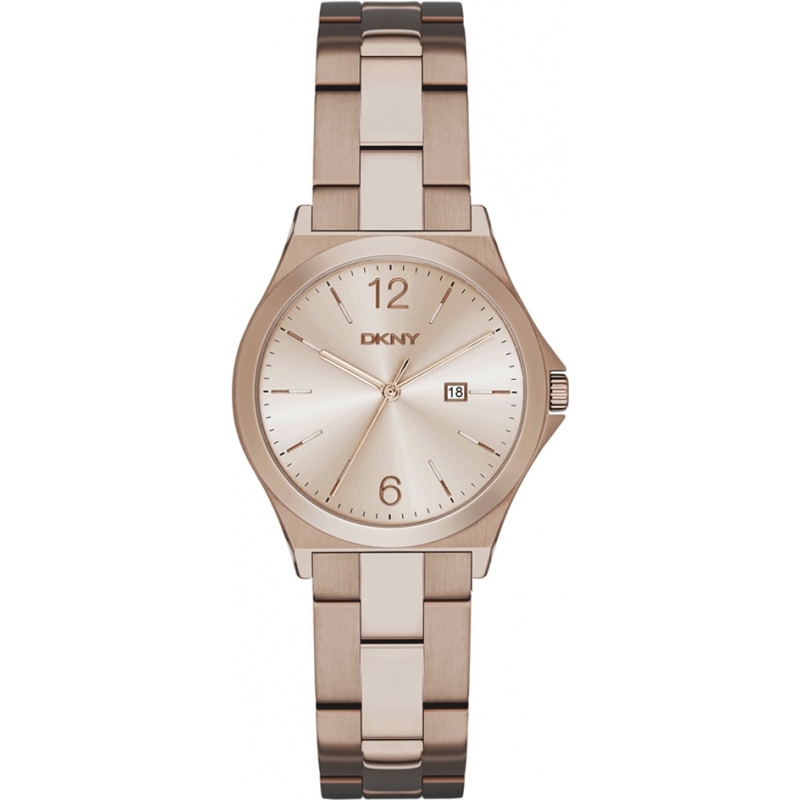 DKNY Ladies Parsons Beige Gold Plated Watch