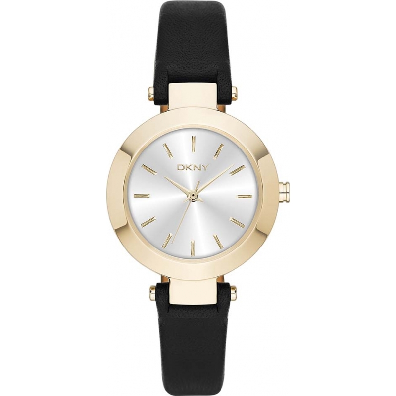 DKNY Ladies Stanhope Black Leather Strap Watch